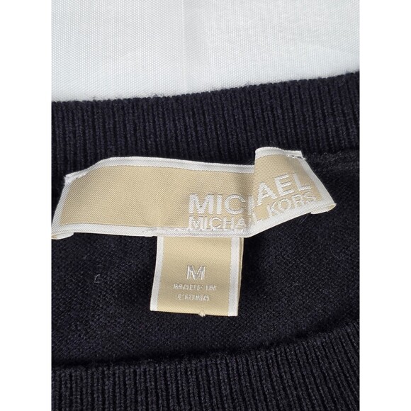 Michael Kors Women Black Medium Long Tunic Sweater With Lace Up Sides - Picture 3 of 9